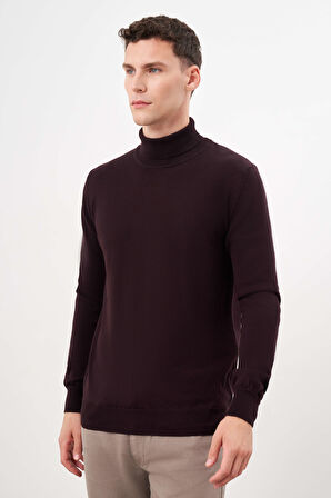  Erkek Mor Basic Balıkçı Yaka Dynamic Fit Rahat Kesim Triko