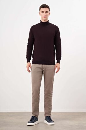  Erkek Mor Basic Balıkçı Yaka Dynamic Fit Rahat Kesim Triko