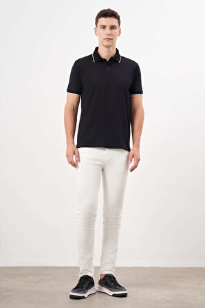  Erkek Siyah Trend Polo Yaka Dynamic Fit T-Shirt