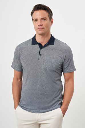  Erkek Lacivert Trend Cepli Polo Yaka T-Shirt