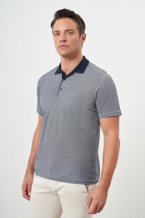  Erkek Lacivert Trend Cepli Polo Yaka T-Shirt