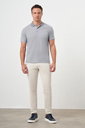  Erkek Gri Trend Cepli Polo Yaka T-Shirt