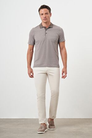  Erkek Bej Trend Cepli Polo Yaka T-Shirt