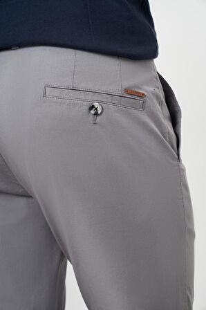  Erkek Gri Yazlık Pamuk Yan Cep Dynamic Fit Chino Pantolon