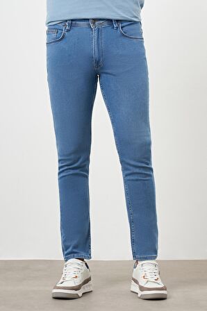  Erkek Mavi Denim 5 Cep Slim Fit Jean Kot Pantolon