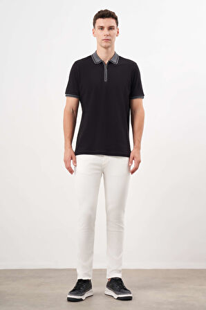  Erkek Siyah Trend Polo Yaka Dynamic Fit T-Shirt