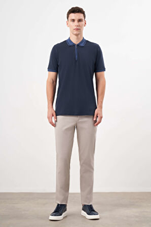  Erkek Lacivert Trend Polo Yaka Dynamic Fit T-Shirt