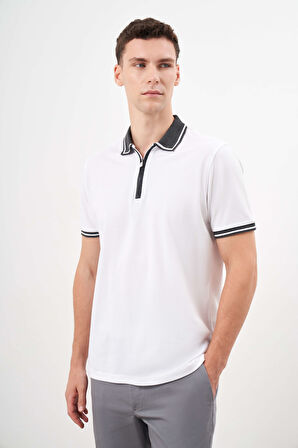  Erkek Beyaz Trend Polo Yaka Dynamic Fit T-Shirt