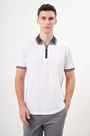  Erkek Beyaz Trend Polo Yaka Dynamic Fit T-Shirt