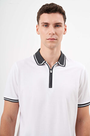  Erkek Beyaz Trend Polo Yaka Dynamic Fit T-Shirt