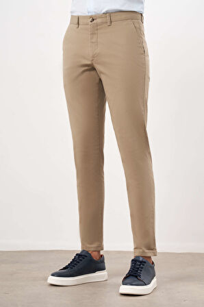  Erkek Yeşil Mevsimlik Pamuk Yan Cep Slim Fit Chino Pantolon