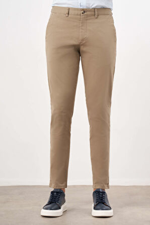  Erkek Yeşil Mevsimlik Pamuk Yan Cep Slim Fit Chino Pantolon