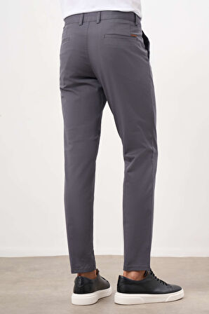  Erkek Füme Mevsimlik Pamuk Yan Cep Slim Fit Chino Pantolon