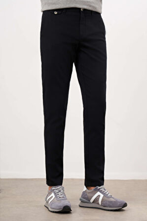  Erkek Siyah Yazlık Pamuk Yan Cep Slim Fit Chino Pantolon