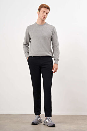  Erkek Siyah Yazlık Pamuk Yan Cep Slim Fit Chino Pantolon