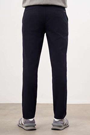  Erkek Lacivert Yazlık Pamuk Yan Cep Slim Fit Chino Pantolon