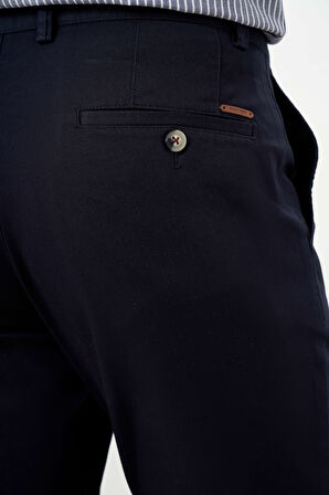  Erkek Lacivert Yazlık Pamuk Yan Cep Dynamic Fit Chino Pantolon