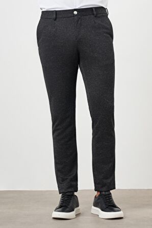  Erkek Siyah Poliviskon Trend Pileli Slim Fit Spor Pantolon