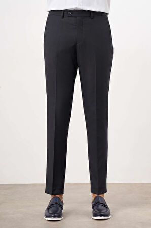  Erkek Füme Poliviskon Basic Düz Desen Slim Fit Classic Pantolon