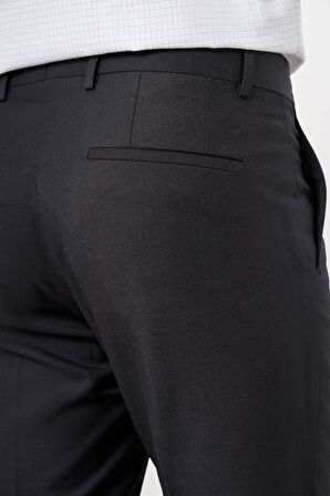  Erkek Füme Poliviskon Basic Düz Desen Slim Fit Classic Pantolon