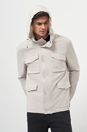  Erkek Taş Poliamit Çıtçıtlı Kapitone Mont