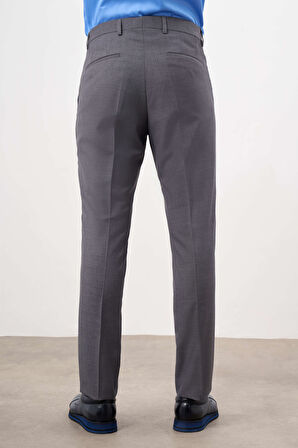 Erkek Gri Poliviskon Basic Düz Desen Slim Fit Classic Pantolon