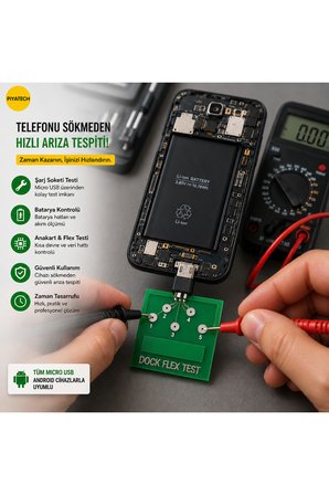 Android MICRO USB Dock Flex Test Kartı Şarj Ve Batarya Arıza Tespit Cihazı