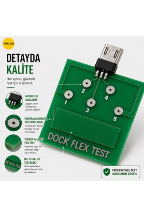 Android MICRO USB Dock Flex Test Kartı Şarj Ve Batarya Arıza Tespit Cihazı