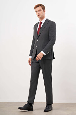 Erkek Siyah Poliviskon Trend Ekoseli Dynamic Fit Mono Yaka Takım Elbise