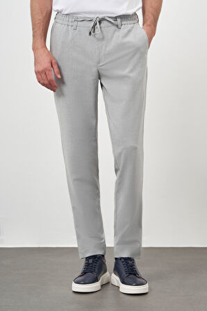  Erkek Gri Poliviskon Trend İpli Jogger Slim Fit Spor Pantolon