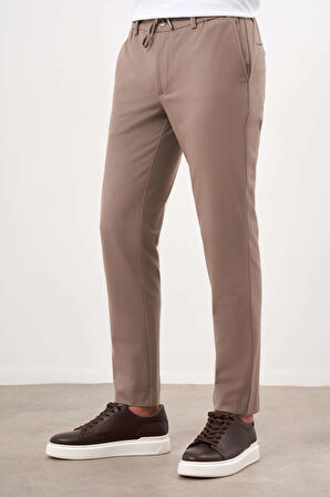  Erkek KAHVE Poliviskon Trend İpli Jogger Slim Fit Spor Pantolon