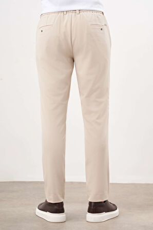  Erkek Bej Poliviskon Trend İpli Jogger Slim Fit Spor Pantolon