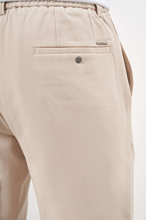  Erkek Bej Poliviskon Trend İpli Jogger Slim Fit Spor Pantolon
