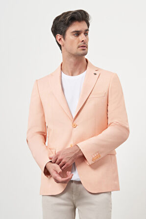  Erkek Yavruağzı Poliviskon Slim Fit Mono Yaka Klasik Ceket