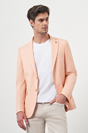  Erkek Yavruağzı Poliviskon Slim Fit Mono Yaka Klasik Ceket