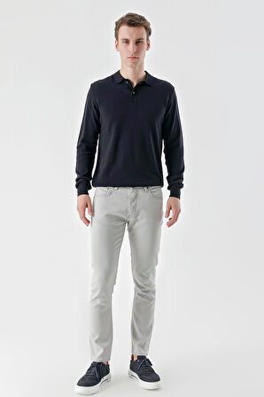  Erkek Gri Mevsimlik Pamuk 5 Cep Slim Fit Jean Pantolon