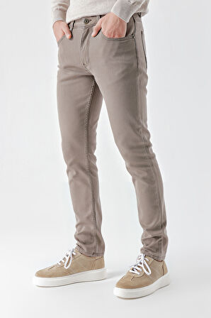  Erkek Vizon Mevsimlik Pamuk 5 Cep Slim Fit Jean Pantolon