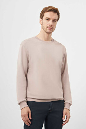  Erkek Taş Basic Bisiklet Yaka Sweat-Shirt