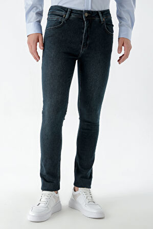  Erkek Haki Denim 5 Cep Slim Fit Jean Kot Pantolon