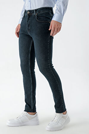  Erkek Haki Denim 5 Cep Slim Fit Jean Kot Pantolon