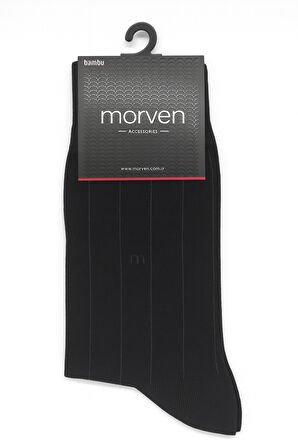  Erkek Siyah Bambu Desenli Soket Çorap