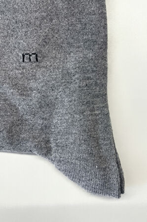  Erkek Gri Bambu Düz Desen Soket Çorap