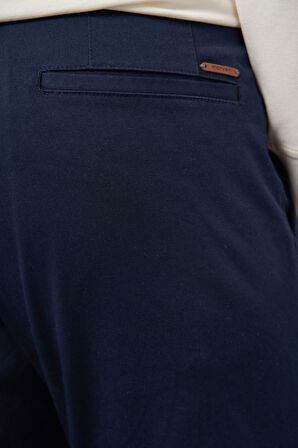  Erkek Lacivert Pamuk Yan Cep Slim Fit Chino Pantolon