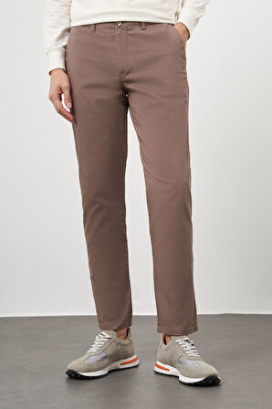  Erkek KAHVE Pamuk Yan Cep Slim Fit Chino Pantolon