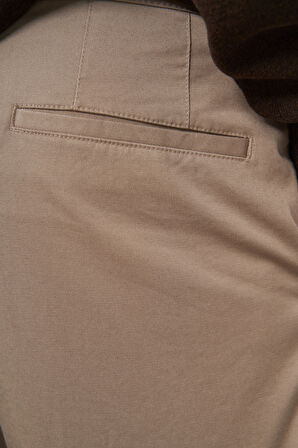  Erkek AÇIK KAHVE Pamuk Yan Cep Slim Fit Chino Pantolon