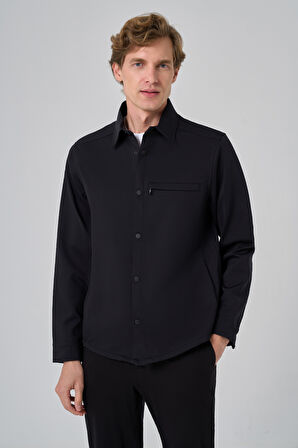  Erkek Siyah Polyamide Çıtçıtlı Worker Ceket