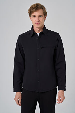  Erkek Siyah Polyamide Çıtçıtlı Worker Ceket