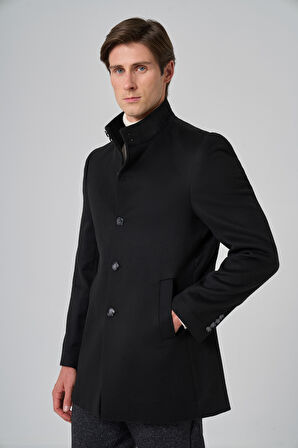  Erkek Siyah Desenli Hakim Yaka Dynamic Fit Kaban