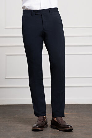  Erkek Lacivert Poliviskon Basic Slim Fit Dar Kesim Classic Pantolon