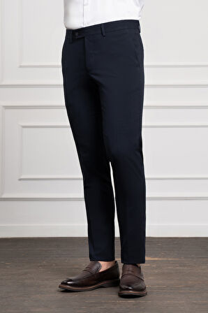  Erkek Lacivert Poliviskon Basic Slim Fit Dar Kesim Classic Pantolon